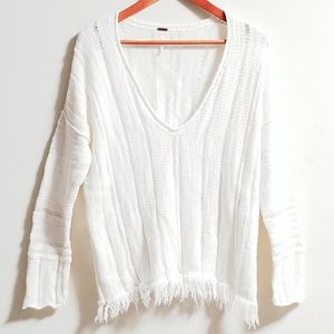 FREE PEOPLE Oversized Cozy Knit Fringe Sweater